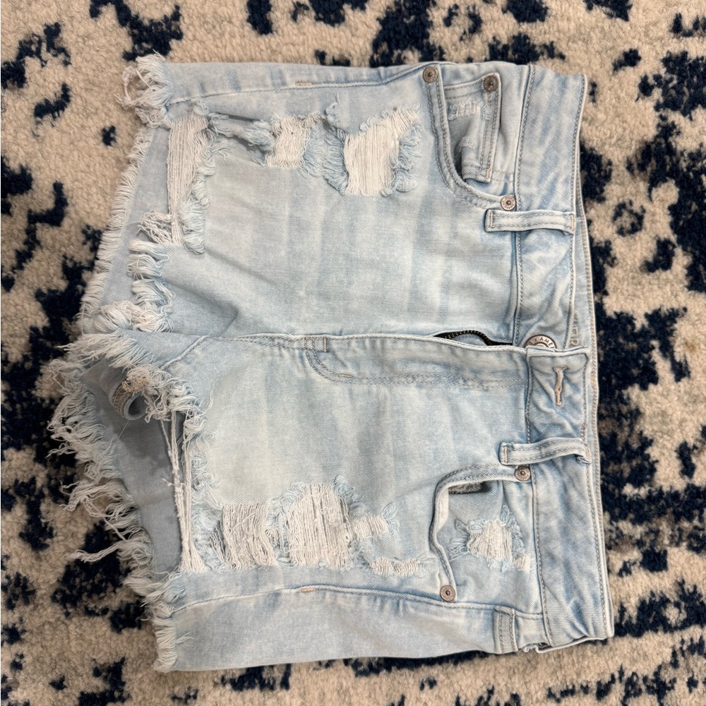 Distressed Light Blue Denim Shorts